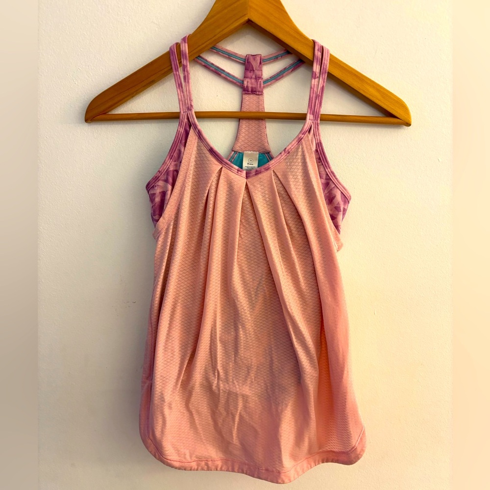 IVIVVA by Lululemon lined built in bra racer back tank top, Pink/Purple, Size 10
